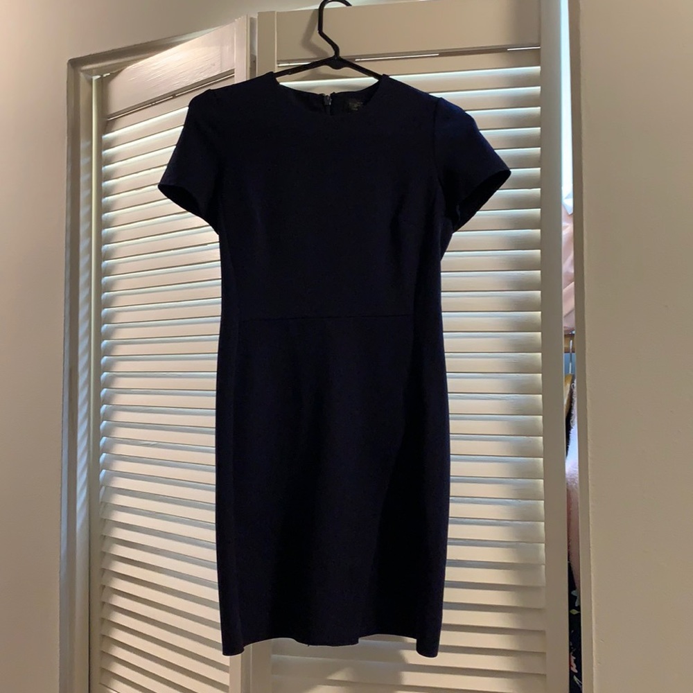 TOPSHOP short-sleeve navy mini dress